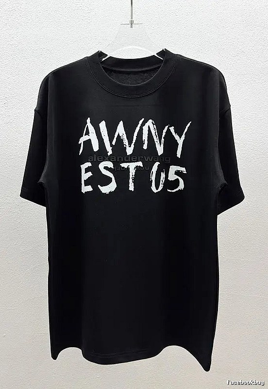 Alexander Wang Alphabet Street Style Black T-Shirt