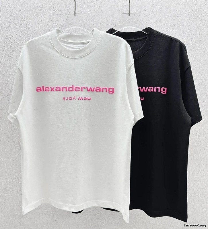 Alexander Wang Flocked Minimalist Black and White Short-sleeve T-shirt