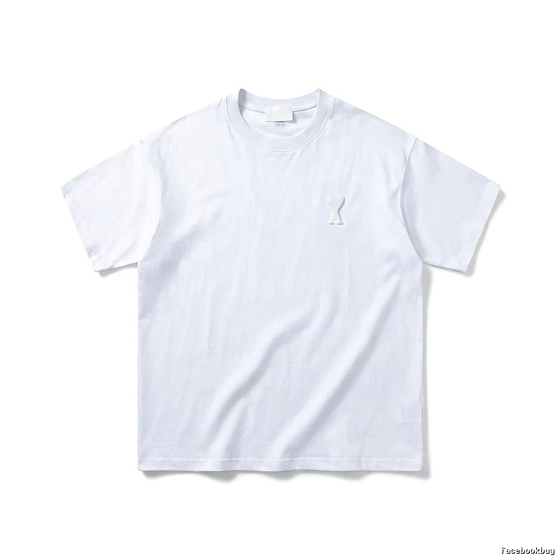 AMI Embroidered Minimalist Style White T-shirt