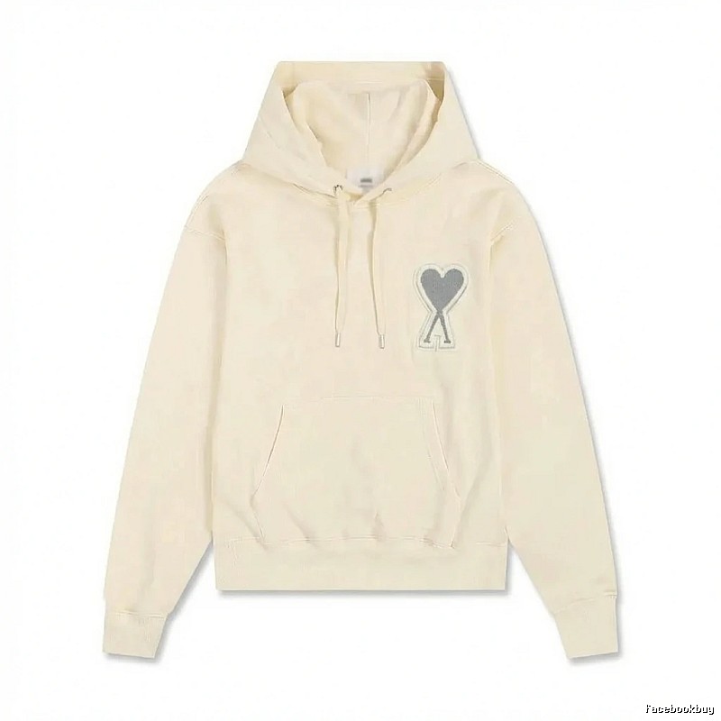 AMI Love Minimalist Style Beige Hoodie
