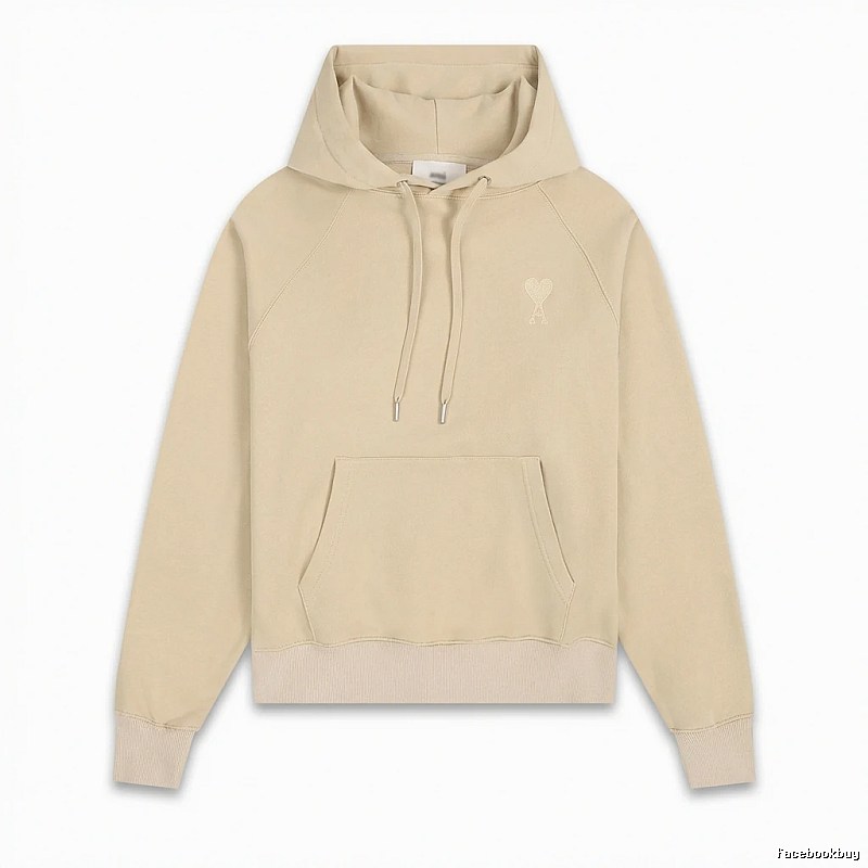 AMI Love Minimalist Style Beige Hoodie