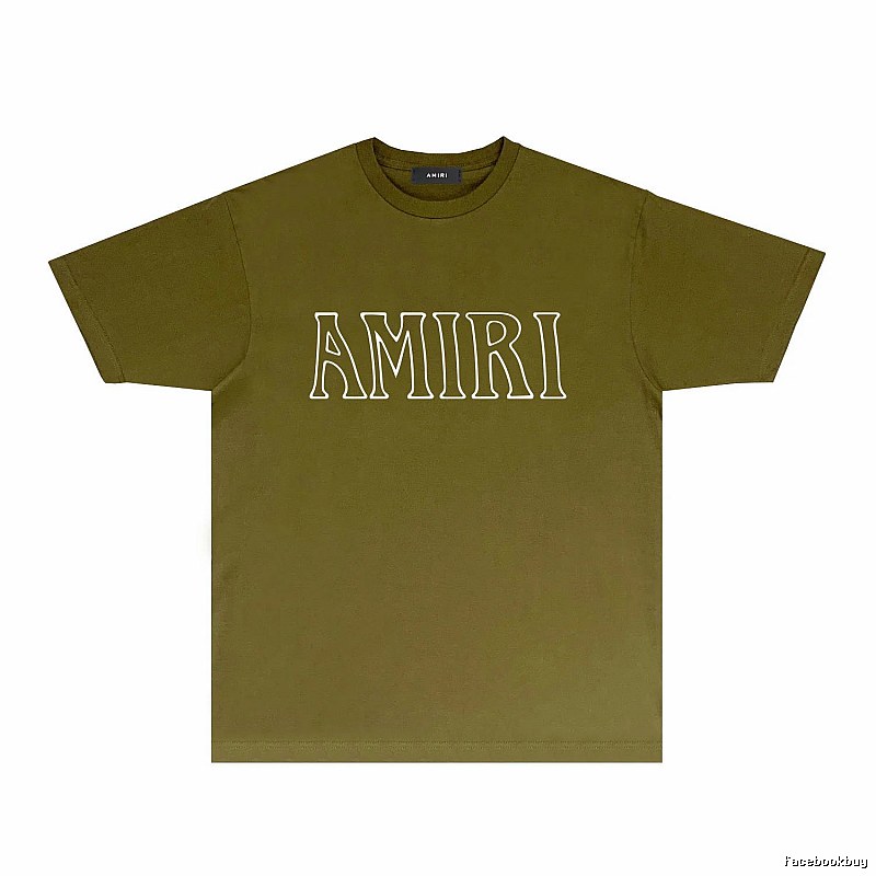 AMIRI Basic Style Trendy and Cool Olive Green T-shirt
