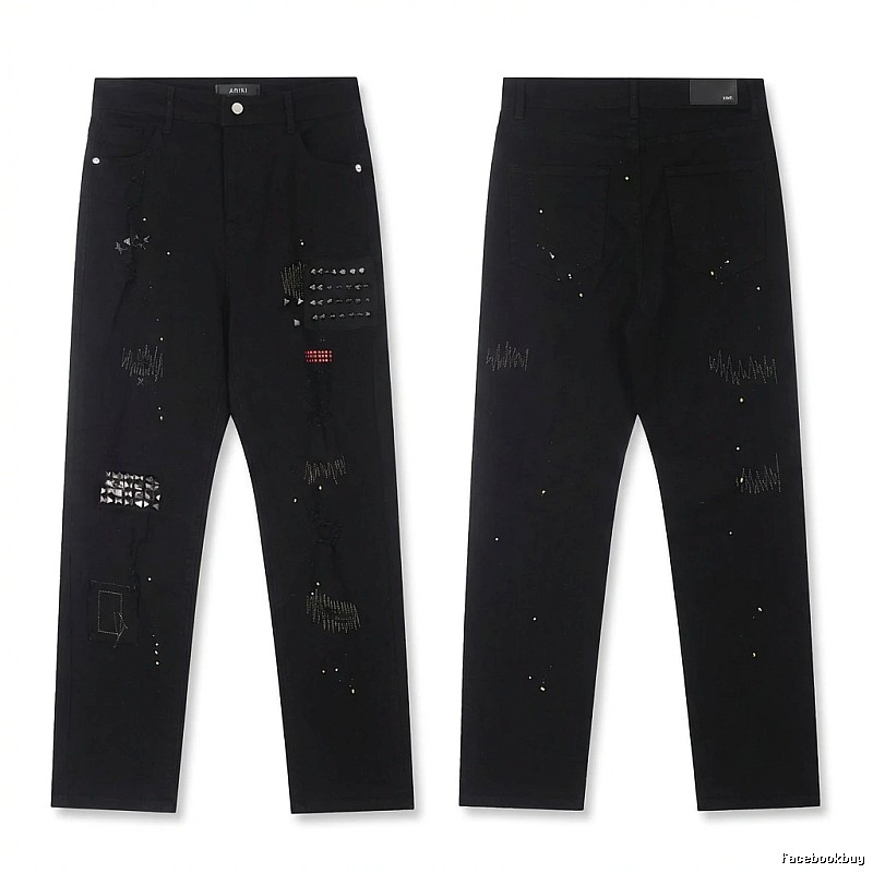 AMIRI Rivet Punk Style Black Pants