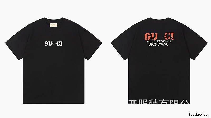 Balenciaga Co-branded Street Style Printed Black T-Shirt