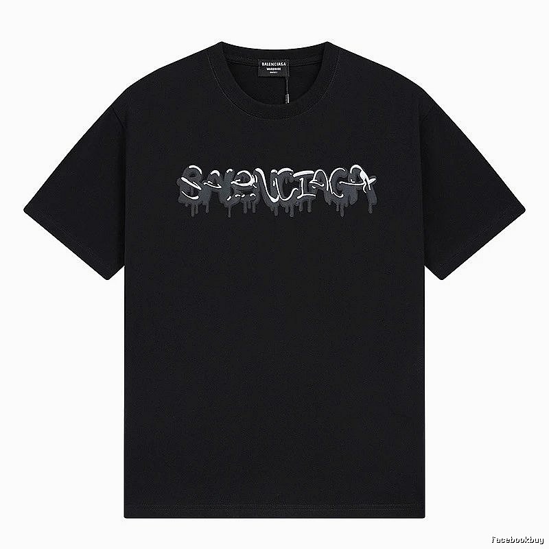 Balenciaga Graffiti Street Style Black Short Sleeve T-shirt