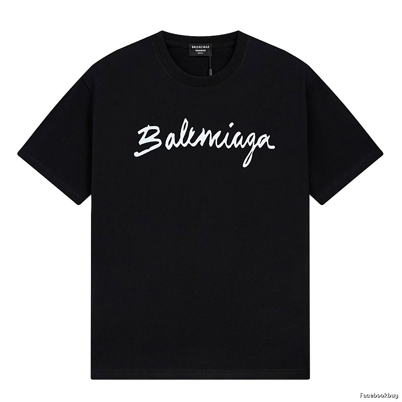 Balenciaga Handwritten Trendy Style Black T-shirt