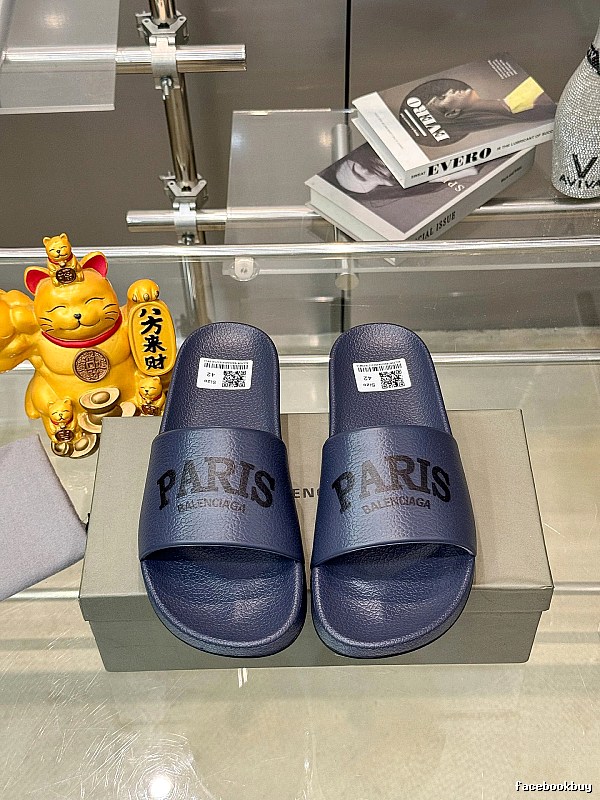 Balenciaga Paris Casual Style Navy Blue Slide Sandals