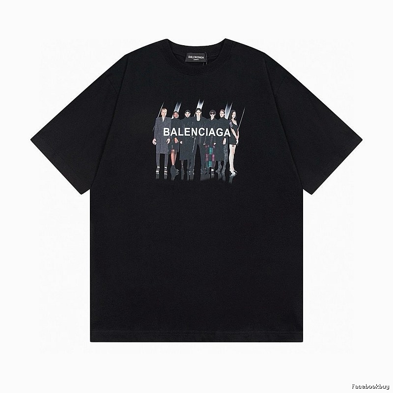 Balenciaga Portrait Print Trendy Black T-Shirt