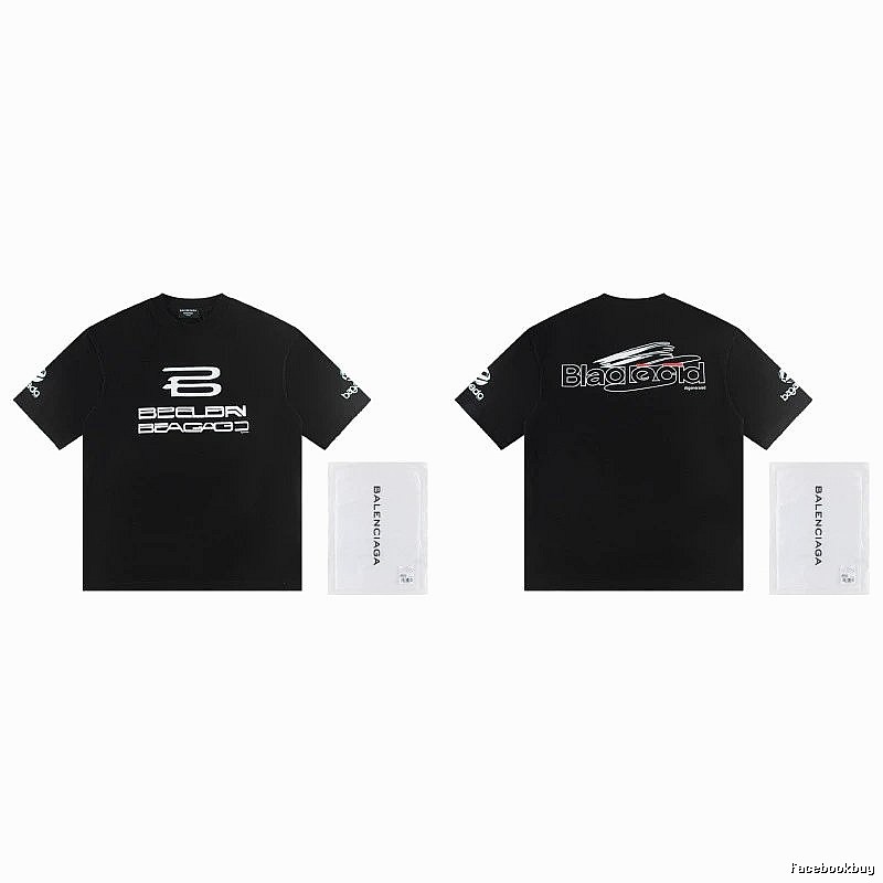 Balenciaga Printed Street Style Black T-shirt