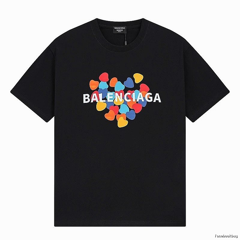 Balenciaga Trendy Black T-shirt with Heart Print