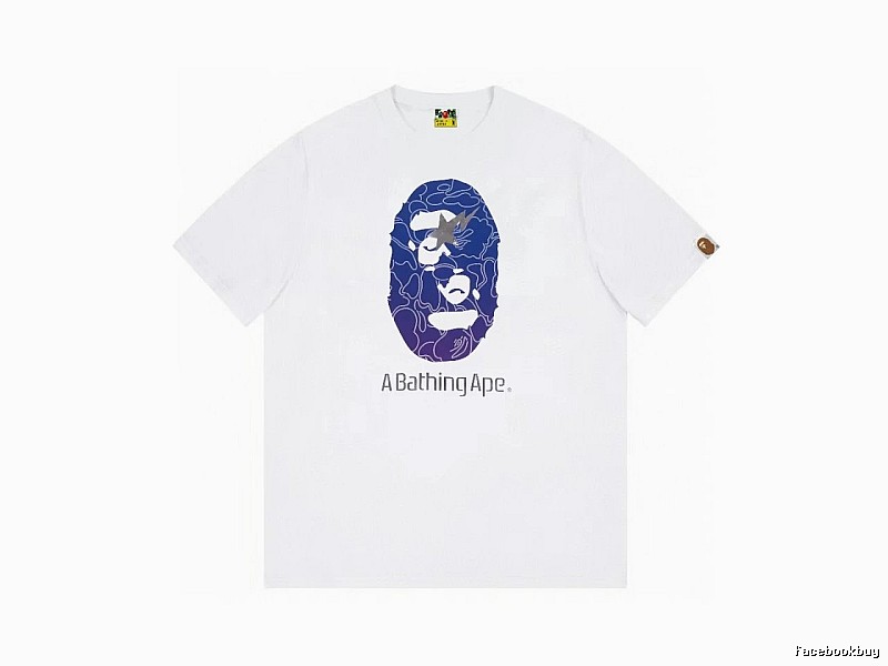 Bape ape face print short-sleeved white T-shirt