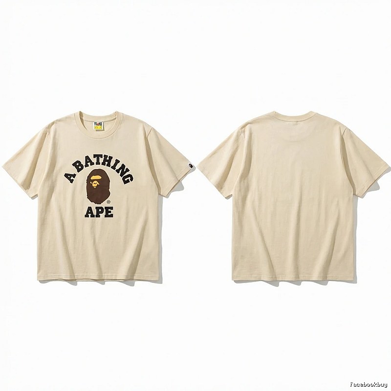 Bape Ape Head Minimalist Style Beige T-shirt