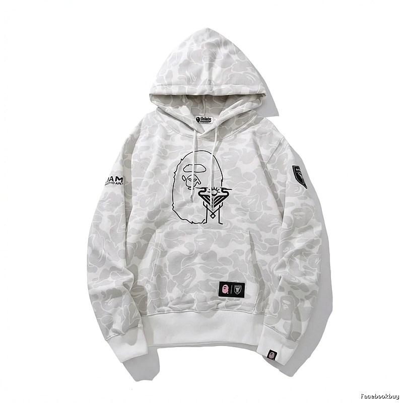 Bape camouflage style white hoodie