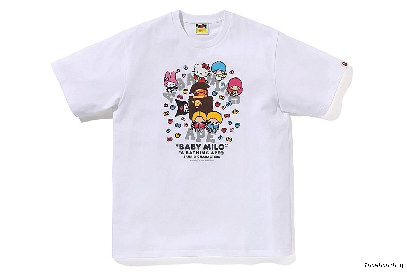 Bape cartoon - printed white T - shirt
