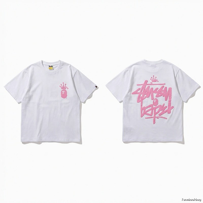 Bape Crown Graffiti Style White T-shirt