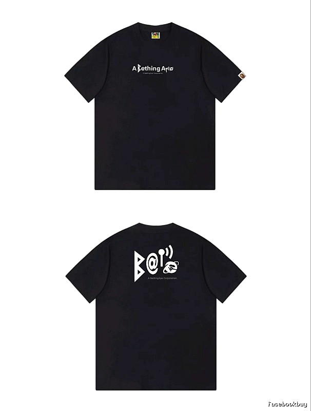 Bape letter - printed short - sleeved black T - shirt