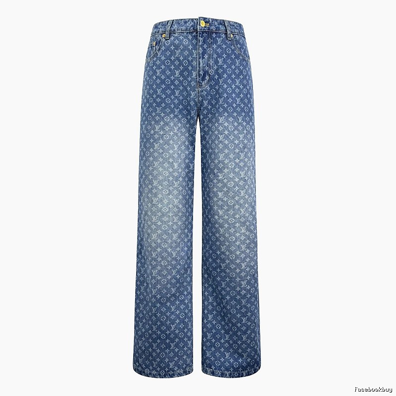 Blue Monogram Knit Pants by CELINE