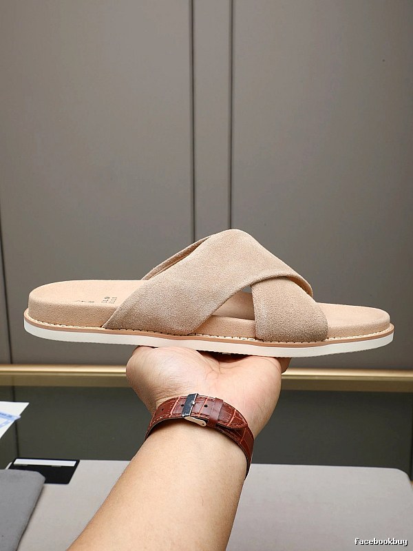 Brunello Cucinelli Casual Style Sand-colored Slide Sandals