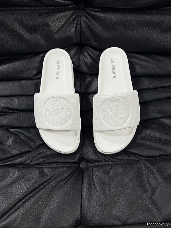 Burberry Embossed Warhorse Minimalist Style White Slides