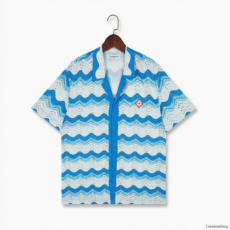 Casablanca Waves Wind Blue and White Shirt