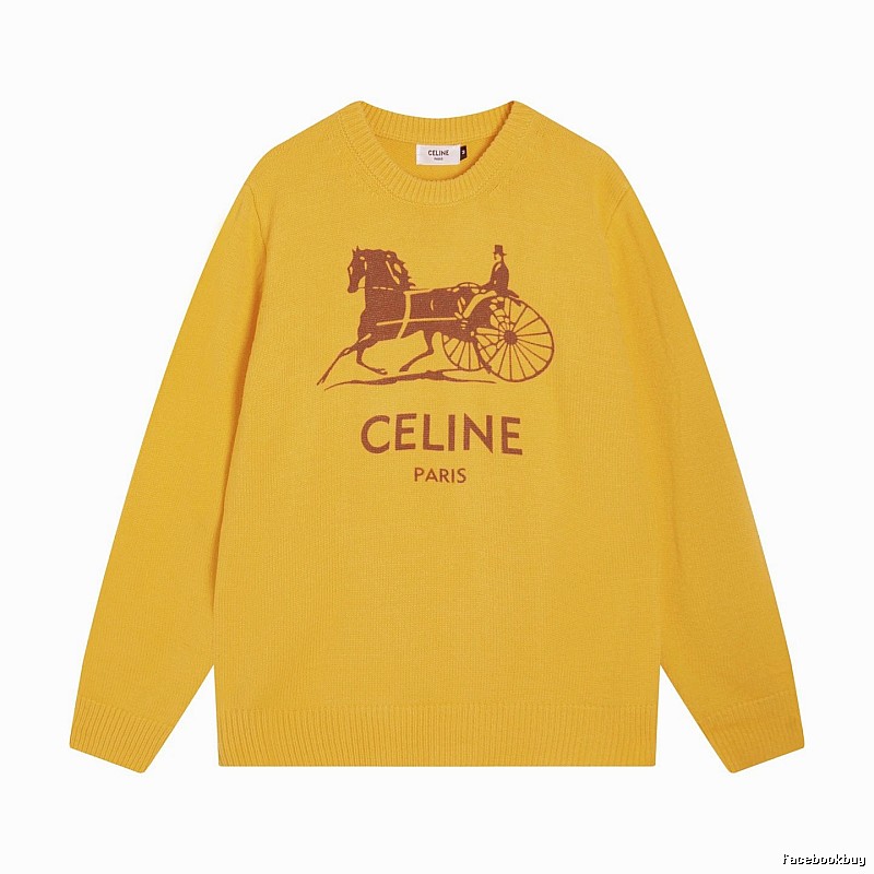 CELINE Yellow Logo Knit Sweater for Travel Packing