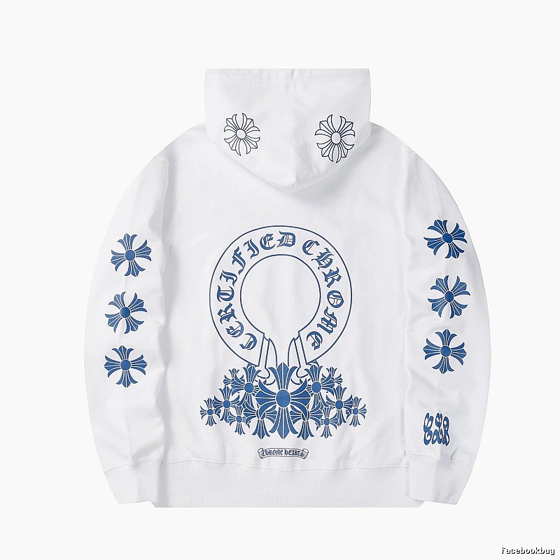 Chrome Hearts 2088-82 White Cross Graphic Hoodie Relaxed Styling