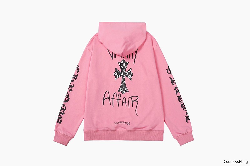 Chrome Hearts 2088-91 Pink Red Cross Graphic Hoodie Campus Look