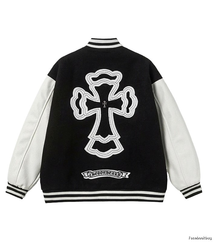 Chrome Hearts Cross Black and White Baseball Jacket