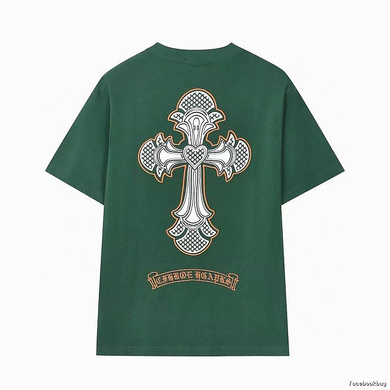 Chrome Hearts Cross Street Style Dark Green Short Sleeve T-Shirt