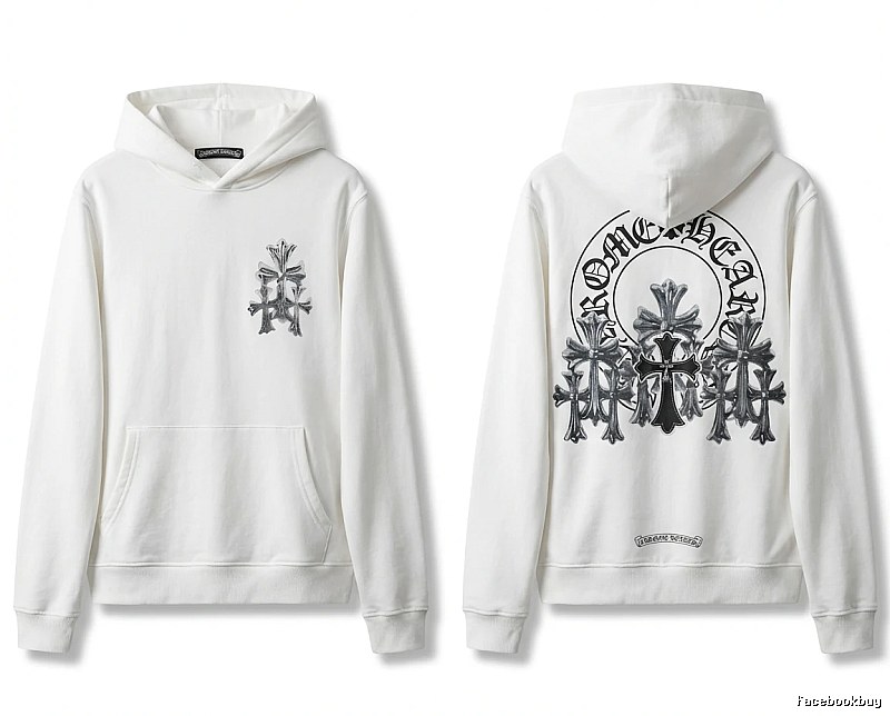 Chrome Hearts Cross Trendy and Cool Style White Hoodie