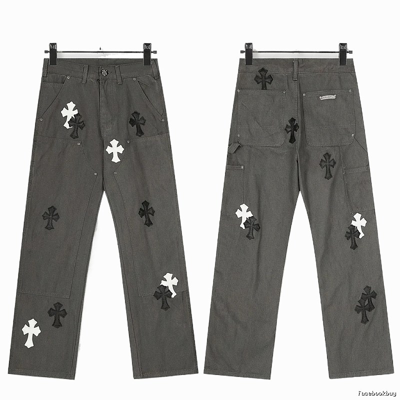 Chrome Hearts Cross Workwear Style Grey Pants