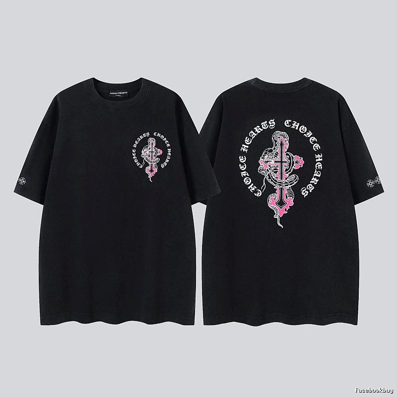 Chrome Hearts Gothic Style Snake & Cross Black Short-Sleeve T-Shirt
