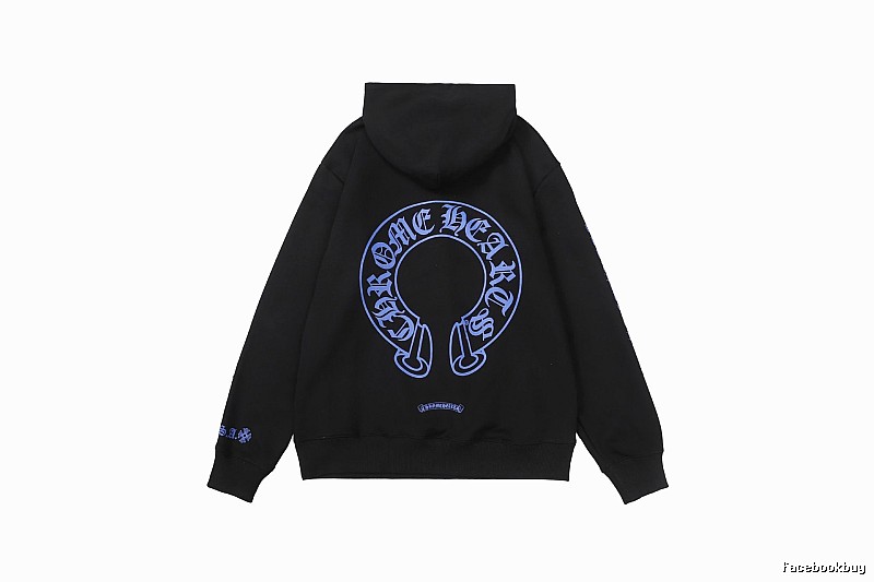 Chrome Hearts Logo Detail Cross graphic hoodie Black Blue Cross with Functional Detail