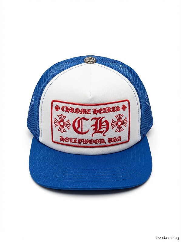 Chrome Hearts Retro Style Blue and White Hat