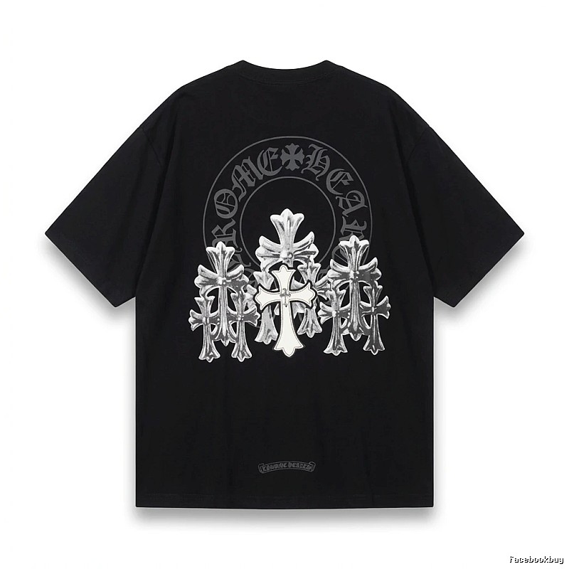 Chrome Hearts Silver Cross Black T - Shirt