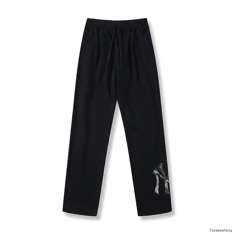 Classic trendy brand black trousers of MLB