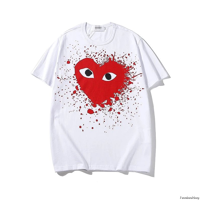Comme des Garcons PLAY 2023-15 White Style 2315 Heart Logo T-Shirt Easy Pairing