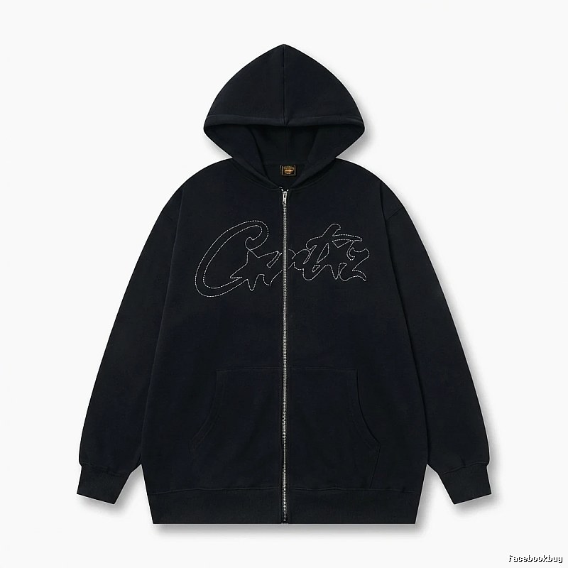 Corteiz minimalist style black hoodie