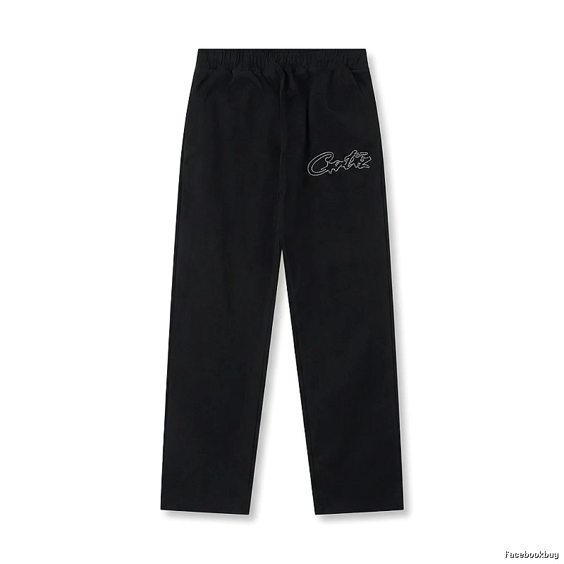 Corteiz minimalist style black long trousers