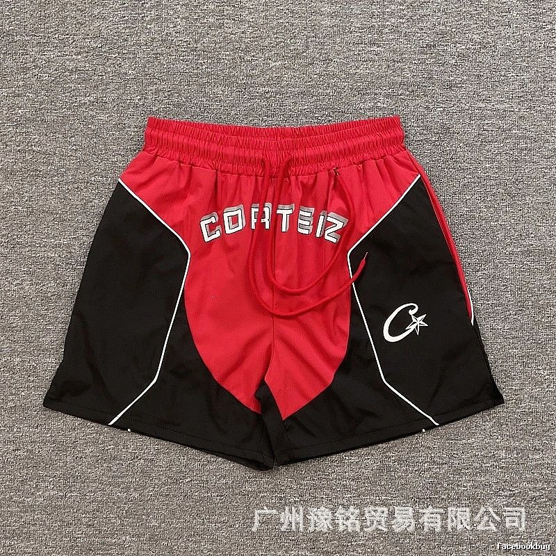 Corteiz Star Logo Street Style Red and Black Sports Shorts
