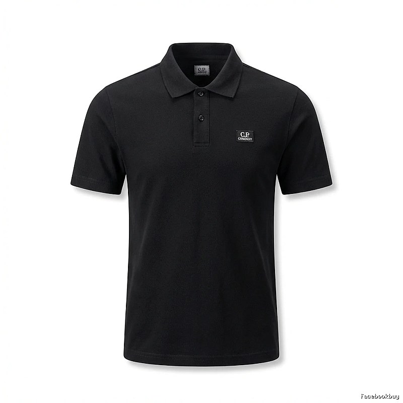 C.P. Simple Style Black Polo Shirt