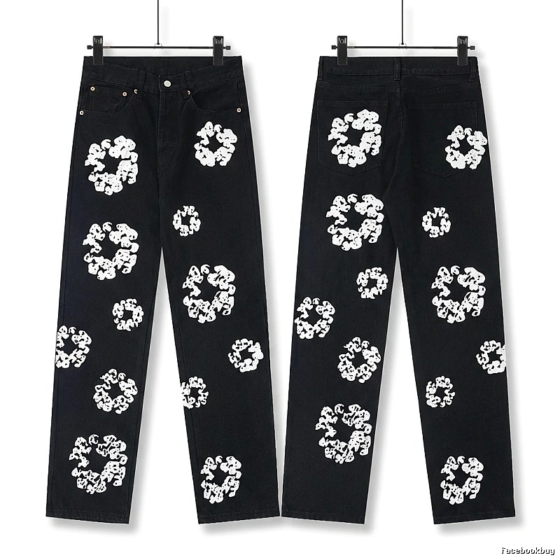 DENIM TEARS Printed Retro-Style Black Pants