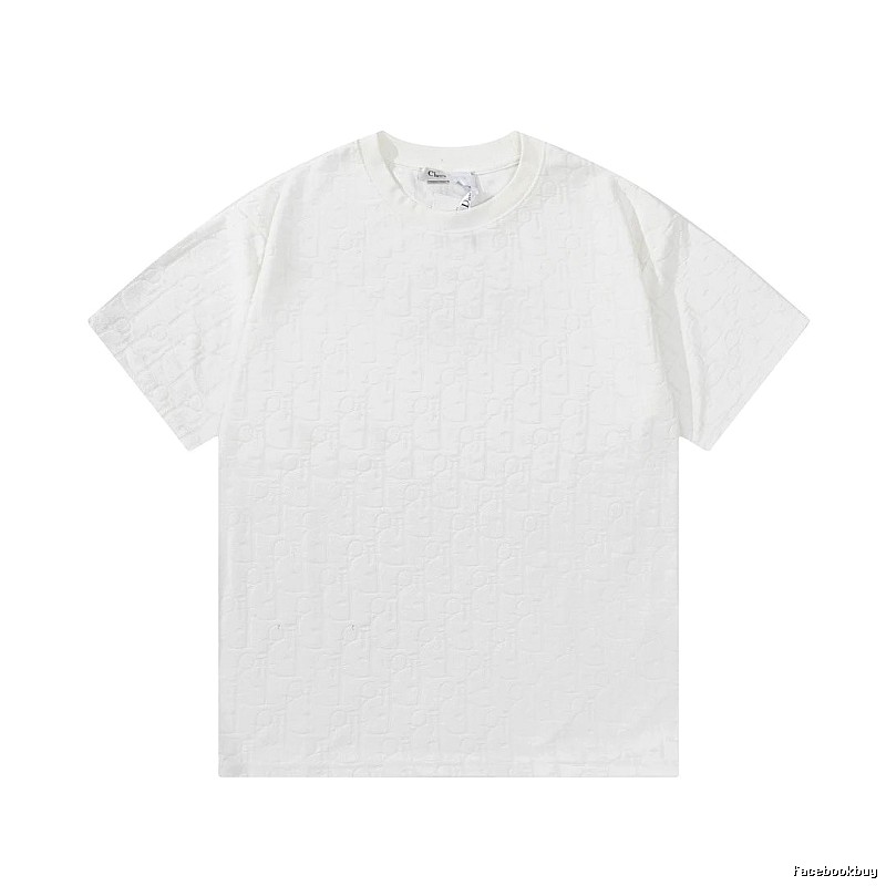 Dior All-over Monogram Print Light Luxury Style White T-Shirt