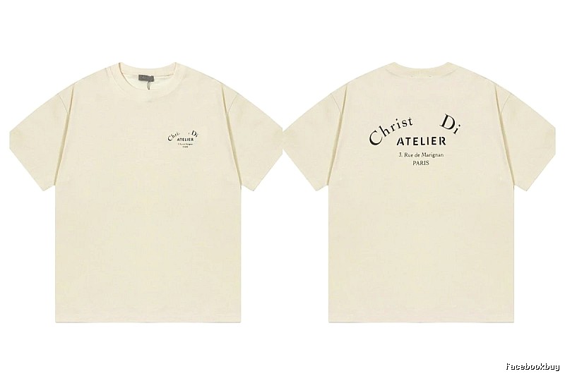 Dior Atelier Minimalist Style Beige Short-sleeve T-shirt