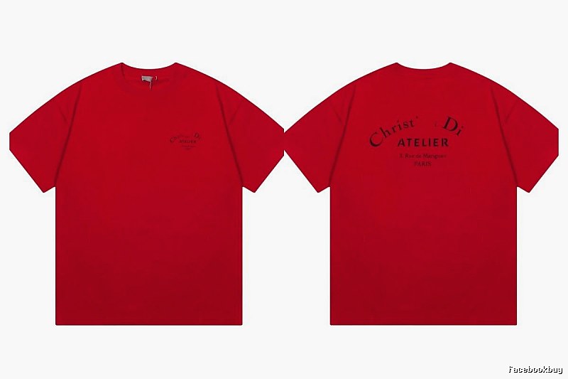 Dior Atelier Minimalist Style True Red Short-sleeve T-shirt