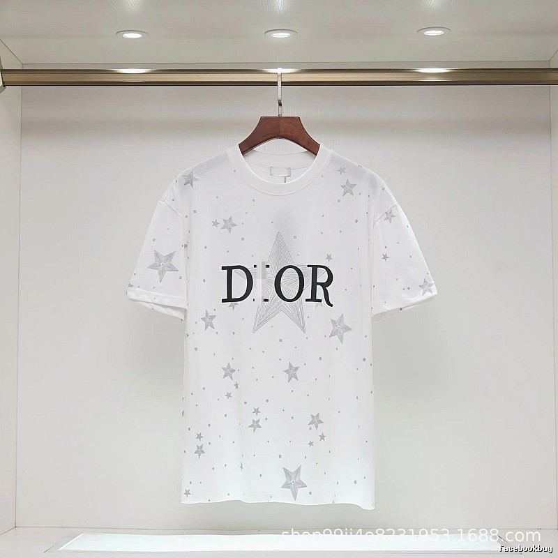 Dior Star Print Cool & Trendy Style White T-Shirt