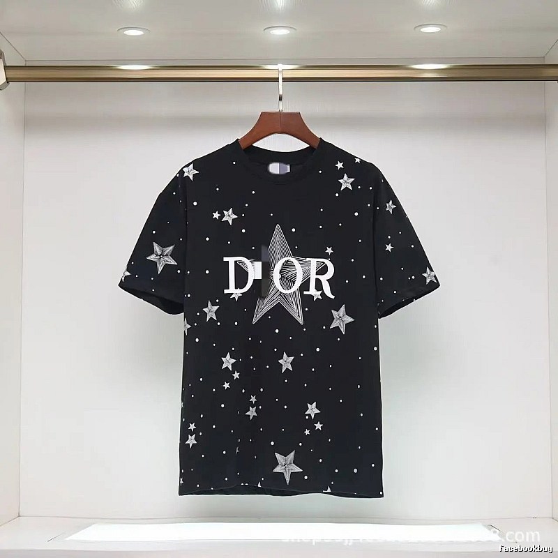 Dior Trendy Cool All-over Star Print Black T-Shirt