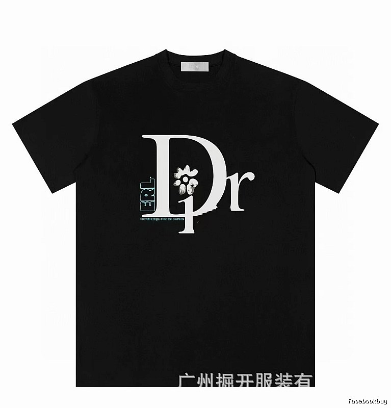 Dior x ERL Co-branded Trendy Style Black T-Shirt