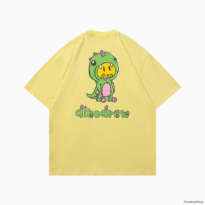 DREW Dinosaur Print Street Style Yellow Short-sleeve T-shirt
