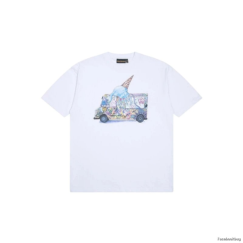 DREW Graffiti Ice Cream Truck Street Style White T-shirt